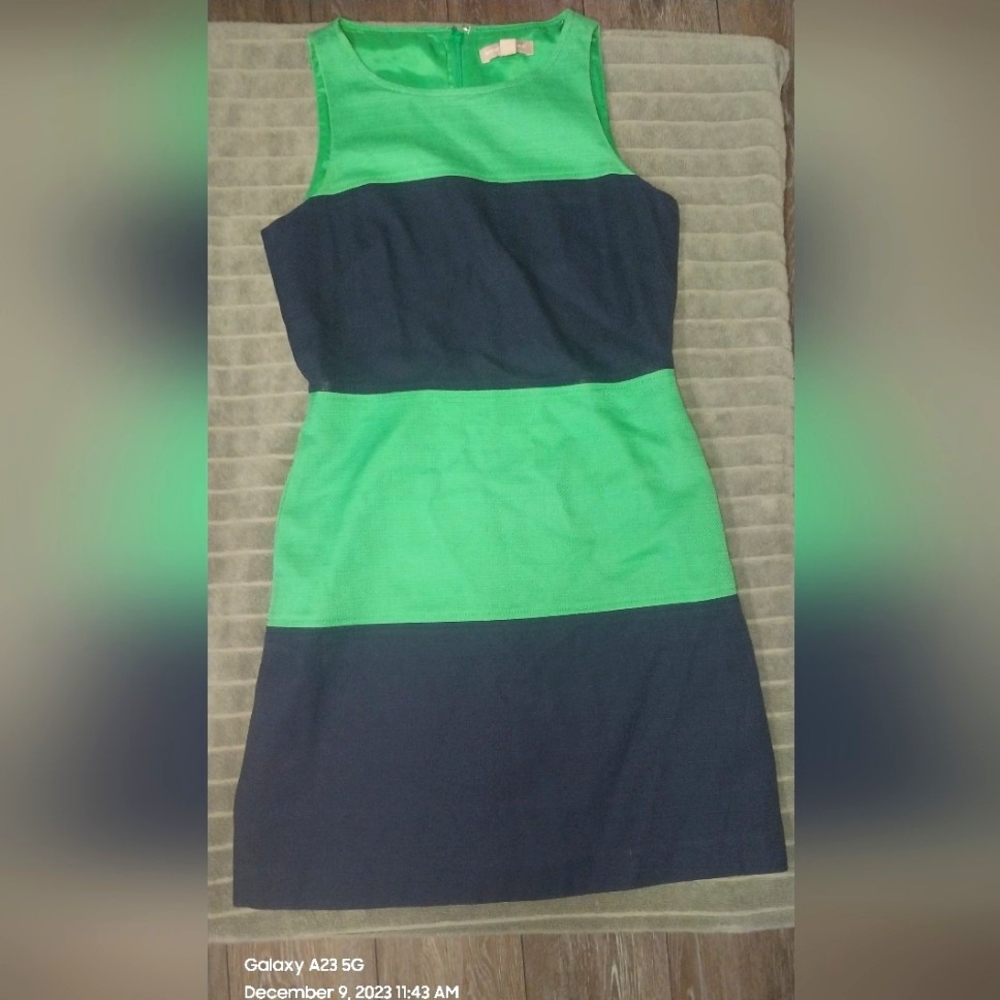 Banana Republic color block dress in Navy and Green